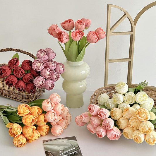 Artificial Silk Tulip Bouquet, 9 Stems, 39cm, Home Table Decor