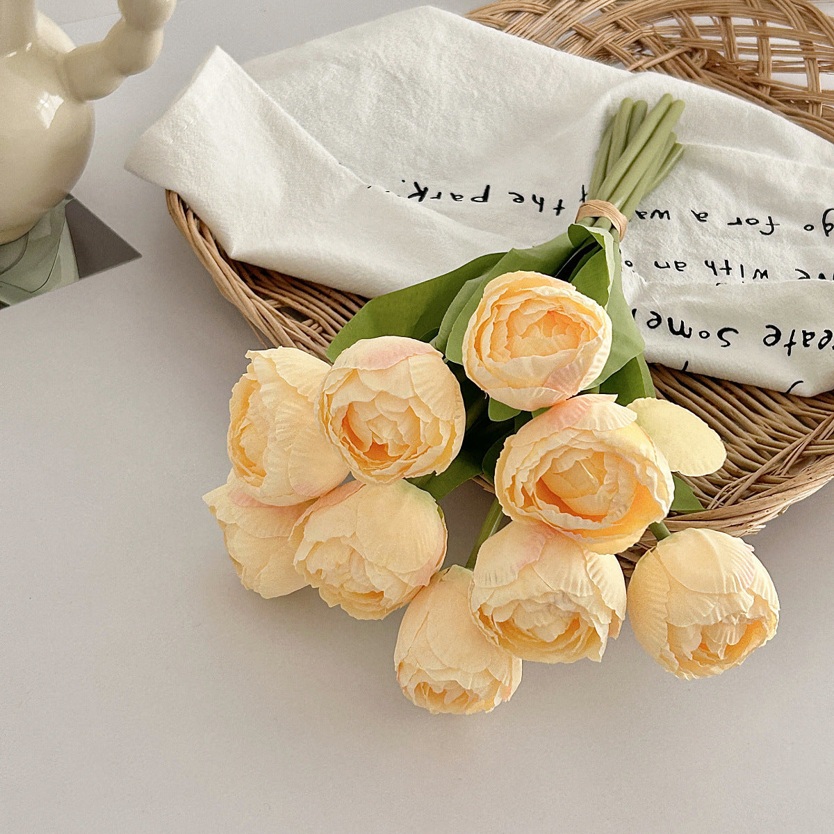 Artificial Silk Tulip Bouquet, 9 Stems, 39cm, Home Table Decor