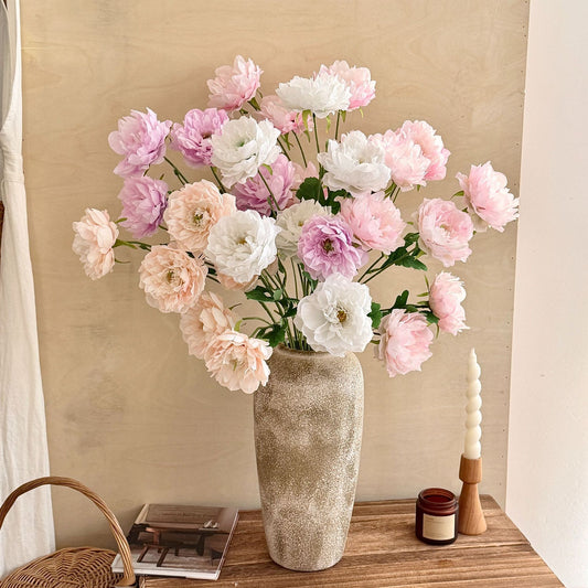 Artificial Silk Peony Stem, 6 Heads, 85cm, Tall Vase Decor