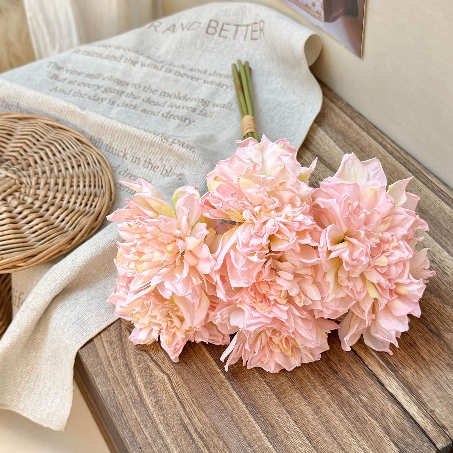 Artificial Silk Dahlia Bouquet, 7 Stems, 38cm, Home Table Decor