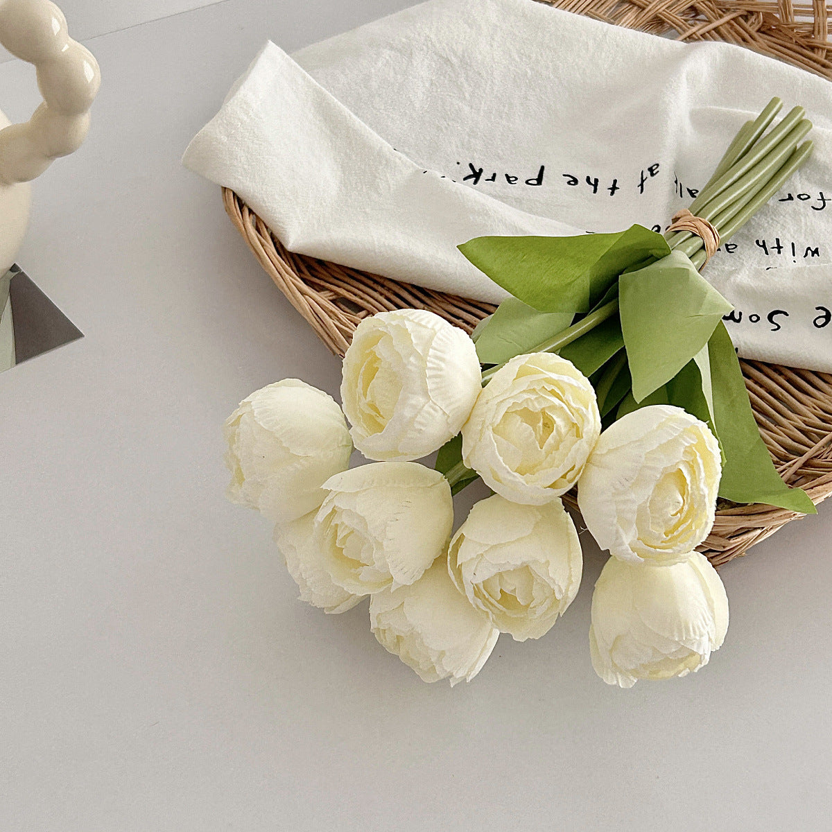 Artificial Silk Tulip Bouquet, 9 Stems, 39cm, Home Table Decor