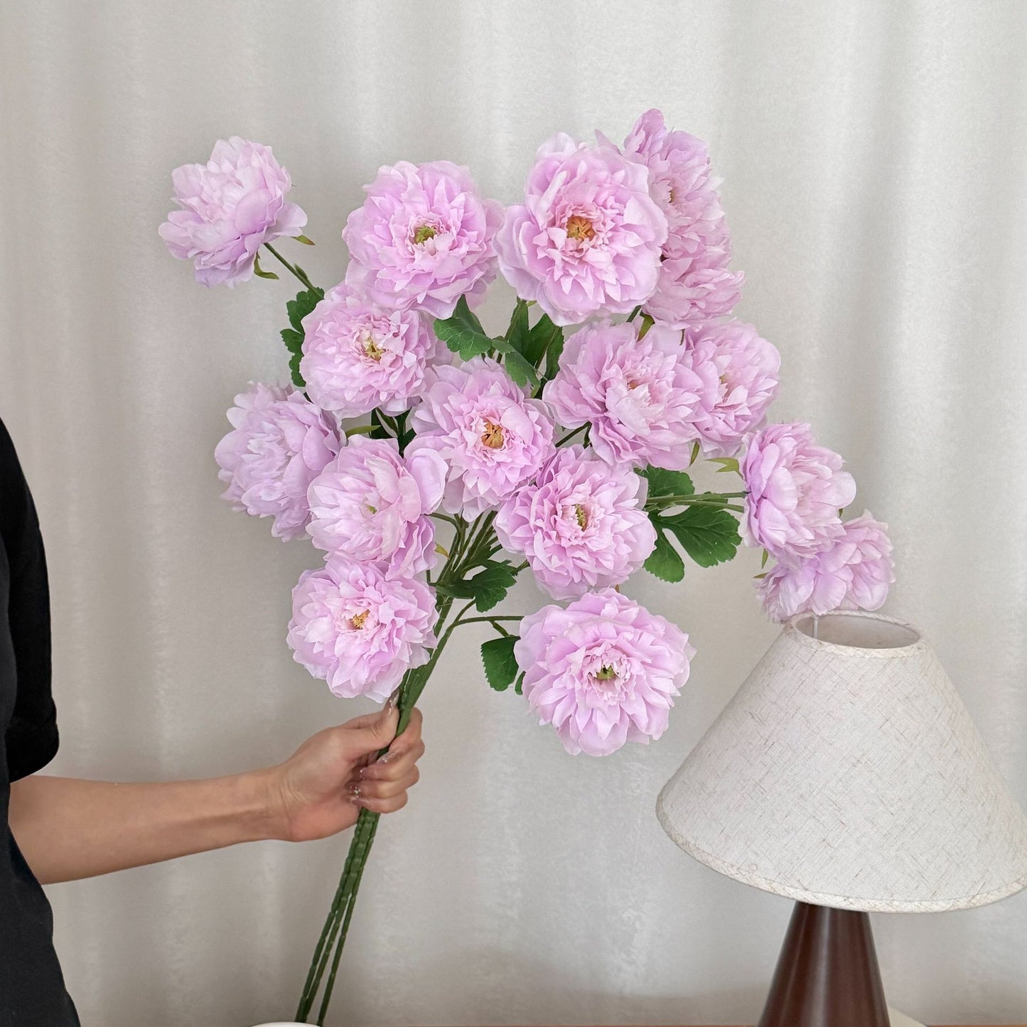 Artificial Silk Peony Stem, 6 Heads, 85cm, Tall Vase Decor