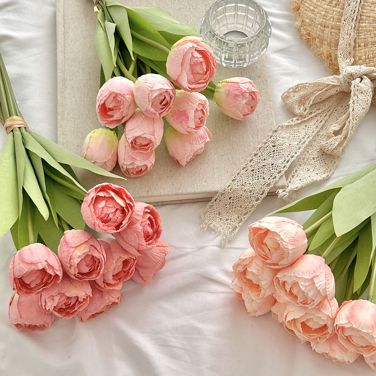 Artificial Silk Tulip Bouquet, 9 Stems, 39cm, Home Table Decor
