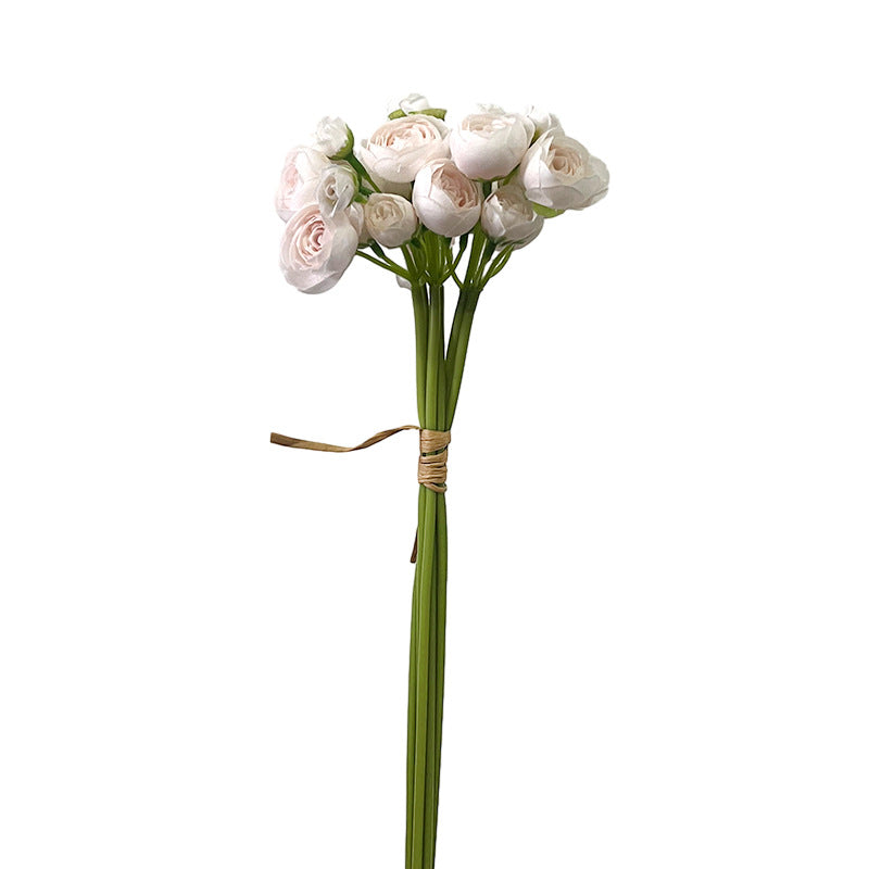 Artificial Silk Mini Ranunculus Bouquet, 6 Stems, 38cm, Home Table Decor
