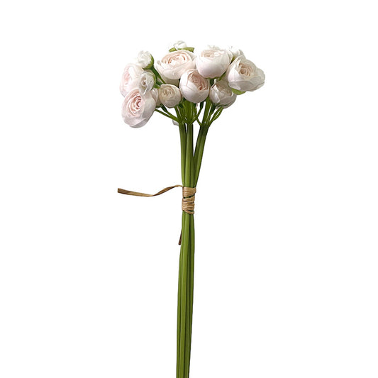 Artificial Silk Mini Ranunculus Bouquet, 6 Stems, 38cm, Home Table Decor
