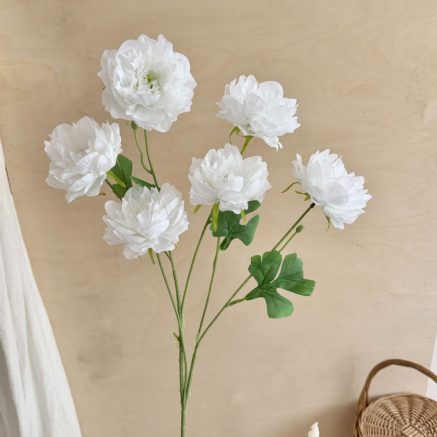 Artificial Silk Peony Stem, 6 Heads, 85cm, Tall Vase Decor