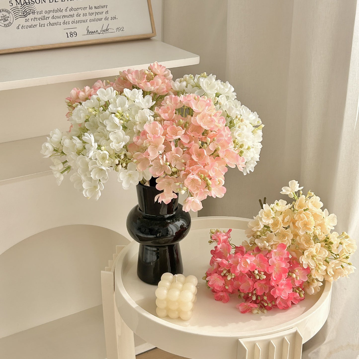 Artificial Silk Jasmine Bouquet, 4 Stems, 40cm, Home Table Decor