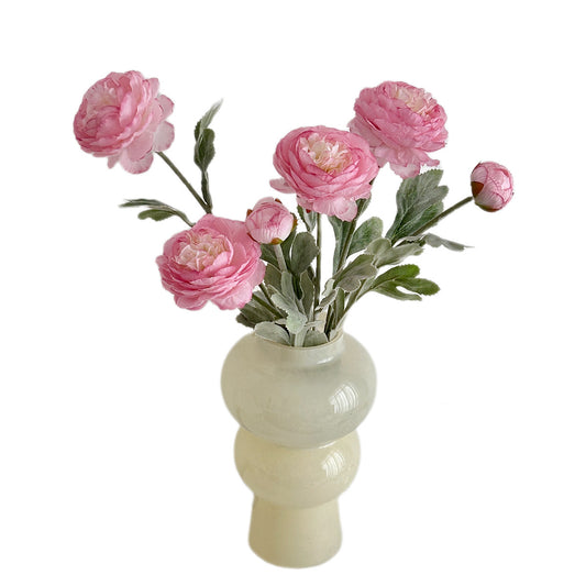 Artificial Silk Ranunculus Stem, 2 Blooms 1 Bud, 50cm, Vase Decor