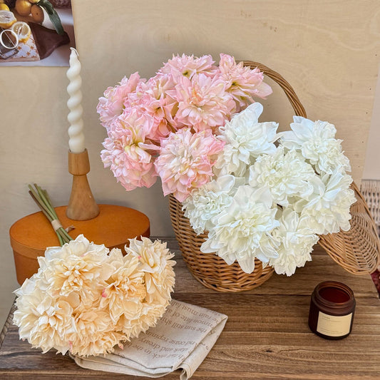 Artificial Silk Dahlia Bouquet, 7 Stems, 38cm, Home Table Decor