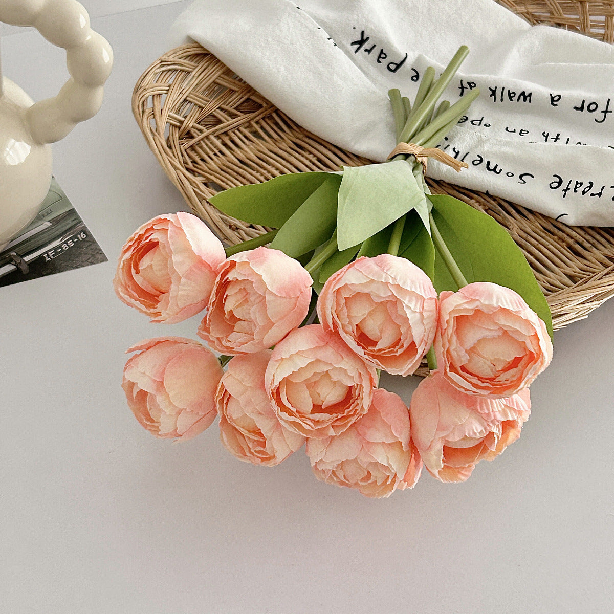 Artificial Silk Tulip Bouquet, 9 Stems, 39cm, Home Table Decor