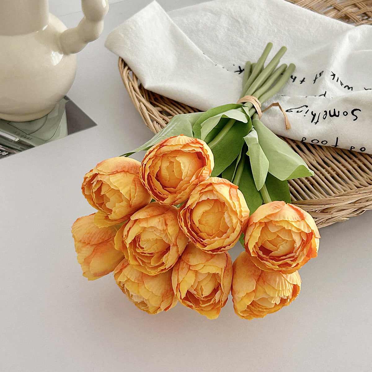 Artificial Silk Tulip Bouquet, 9 Stems, 39cm, Home Table Decor