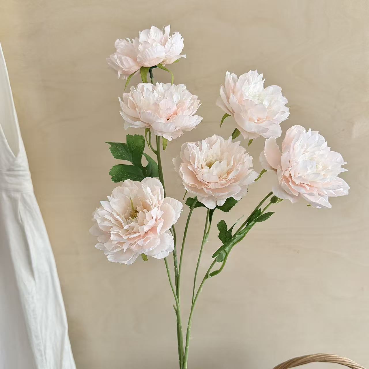 Artificial Silk Peony Stem, 6 Heads, 85cm, Tall Vase Decor