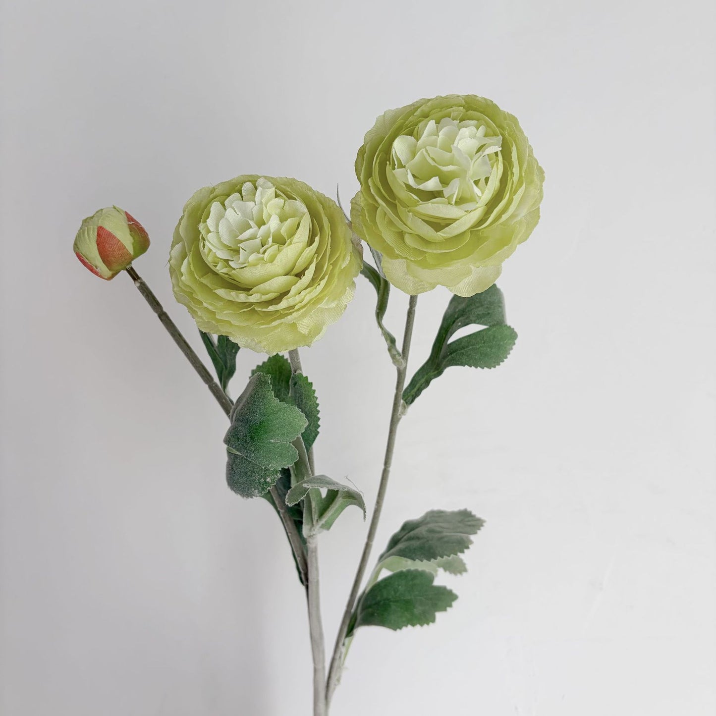 Artificial Silk Ranunculus Stem, 2 Blooms 1 Bud, 50cm, Vase Decor
