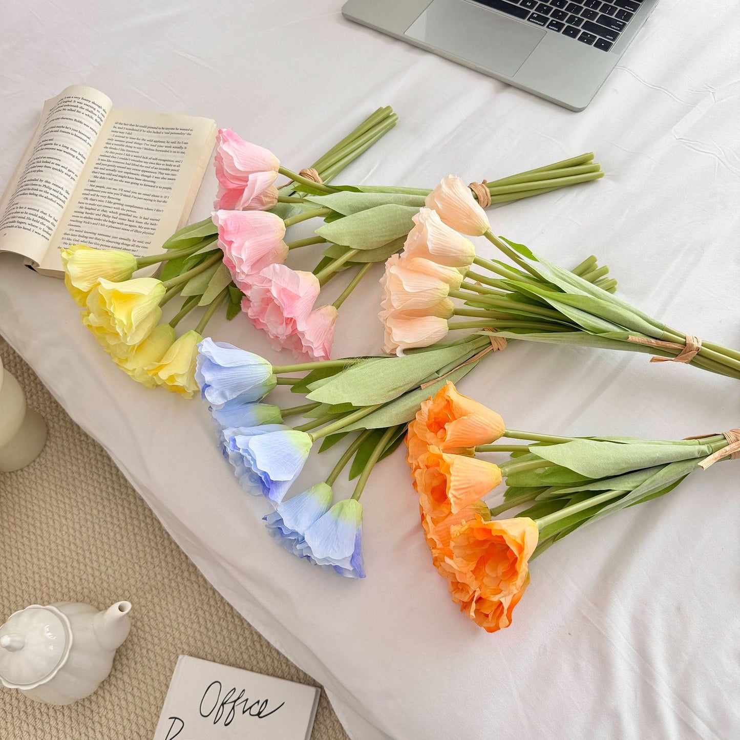 Artificial Silk Flower Bouquet, 7 Stems, 38cm, Home Table Decor