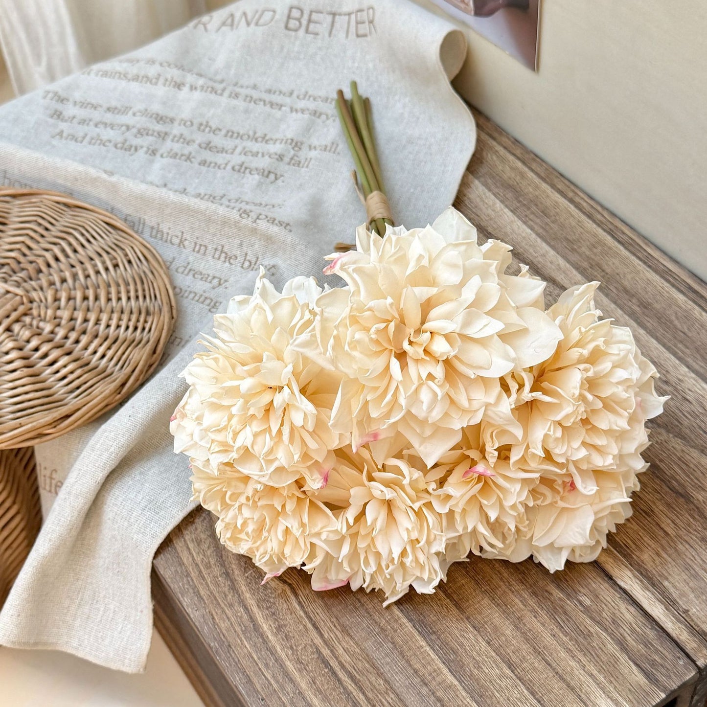 Artificial Silk Dahlia Bouquet, 7 Stems, 38cm, Home Table Decor