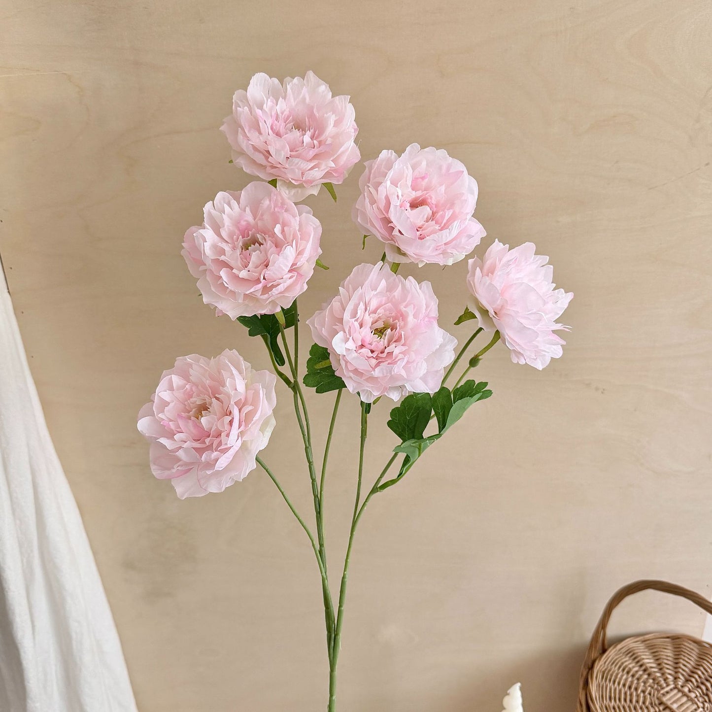 Artificial Silk Peony Stem, 6 Heads, 85cm, Tall Vase Decor