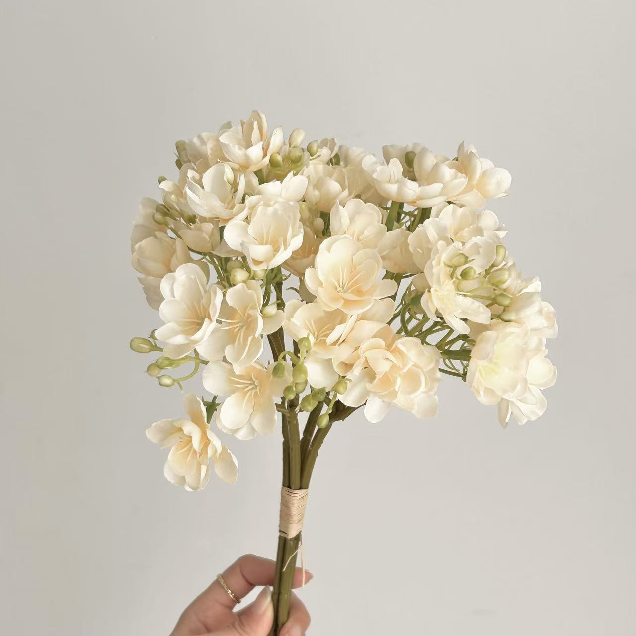 Artificial Silk Jasmine Bouquet, 4 Stems, 40cm, Home Table Decor