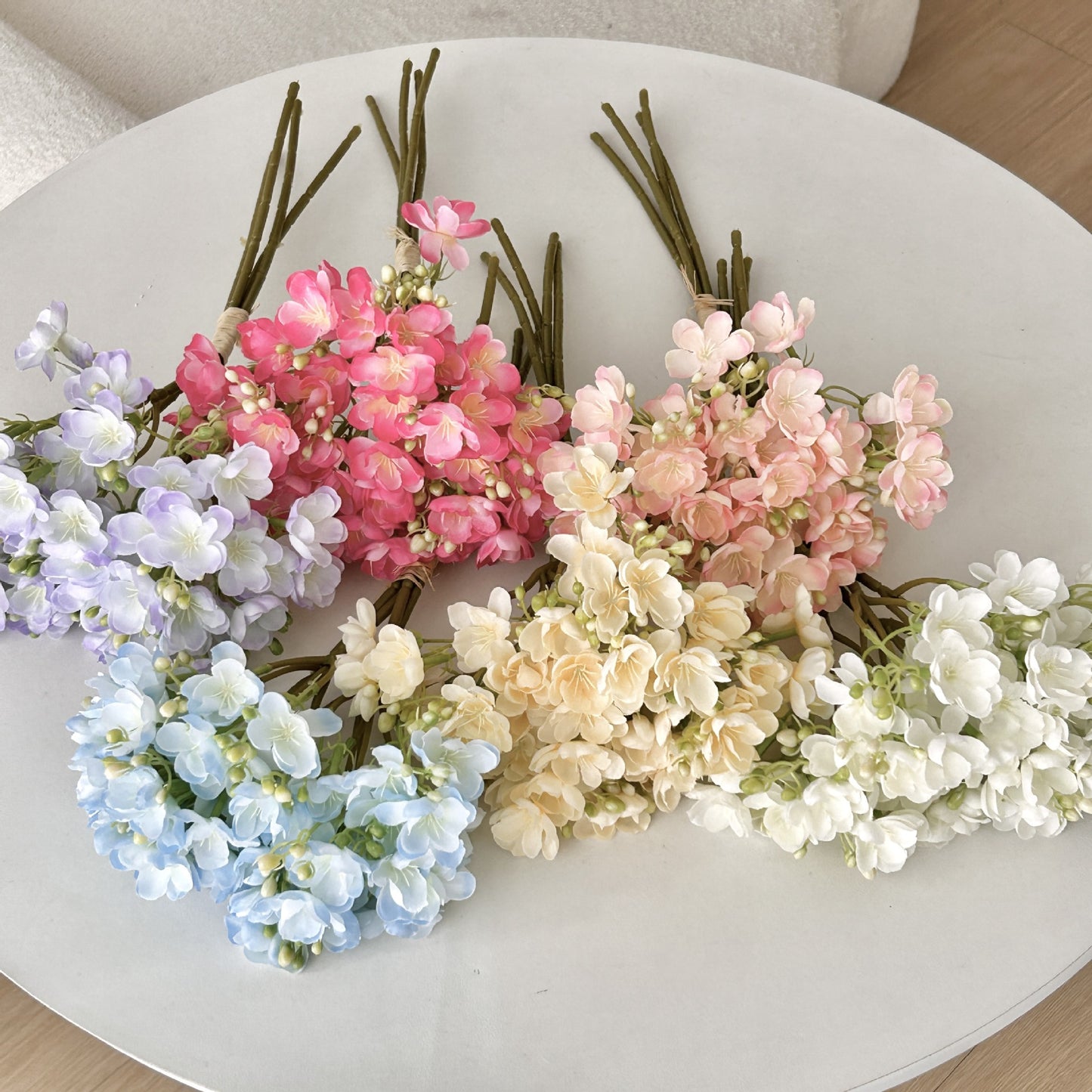 Artificial Silk Jasmine Bouquet, 4 Stems, 40cm, Home Table Decor