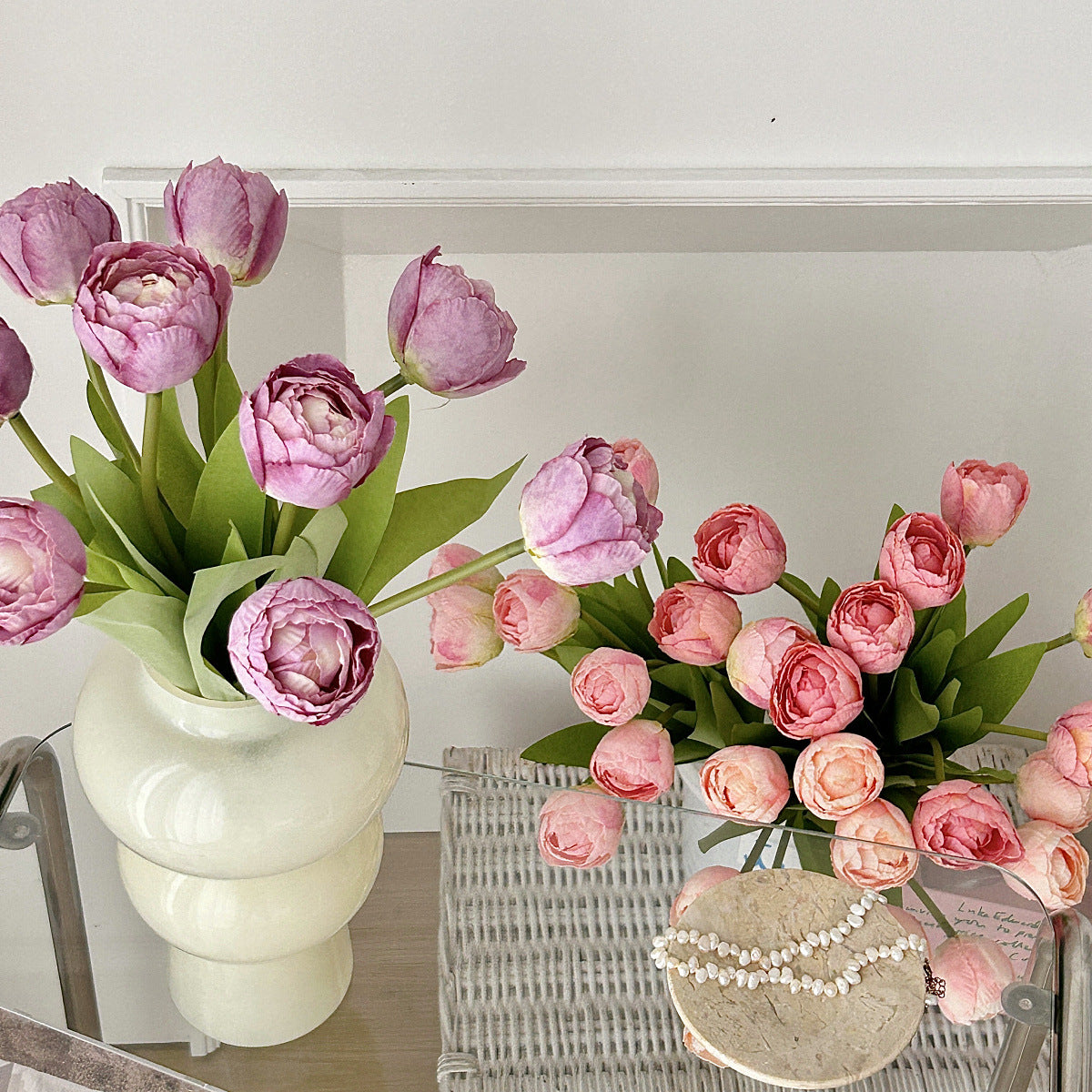 Artificial Silk Tulip Bouquet, 9 Stems, 39cm, Home Table Decor