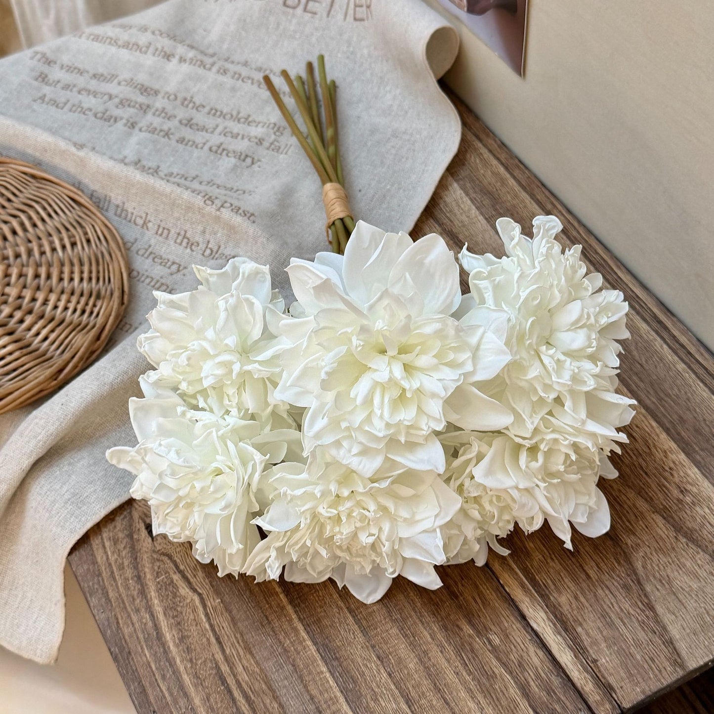Artificial Silk Dahlia Bouquet, 7 Stems, 38cm, Home Table Decor